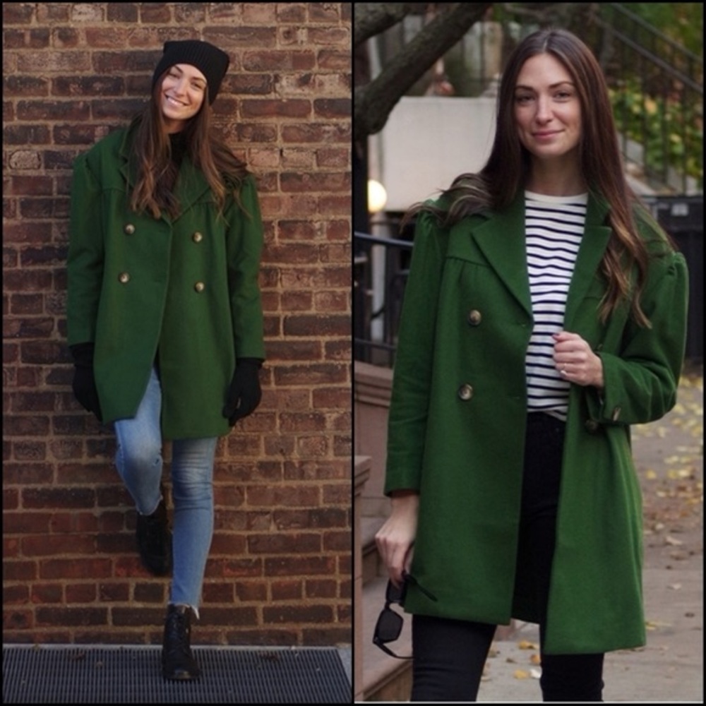 Something Navy Green Wool Blend Winter Gemma Peacoat